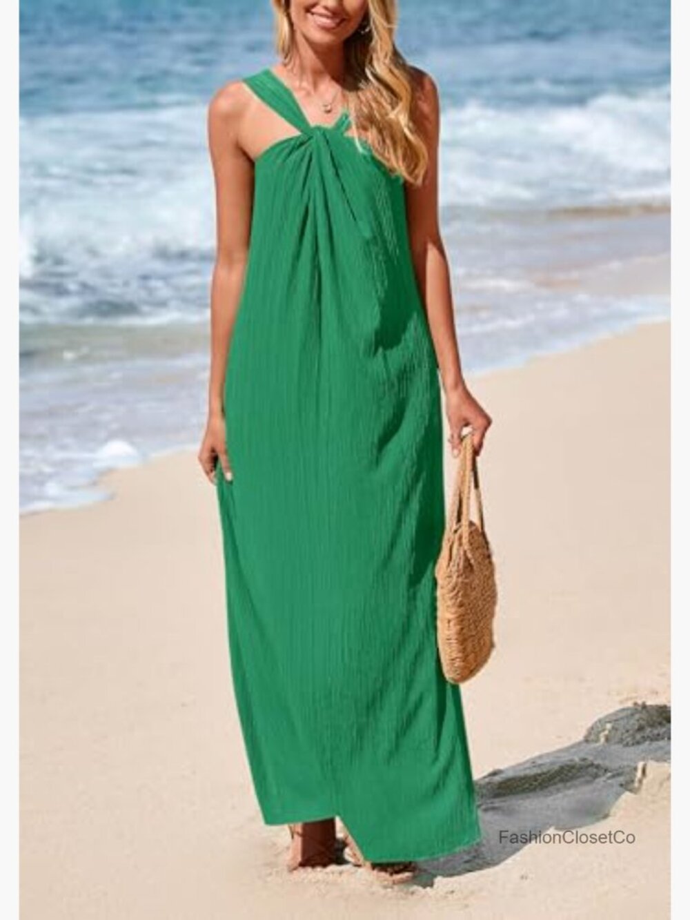 Sleeveless Strappy Loose Flowy Maxi Dress with Pockets - Picture 6 of 7